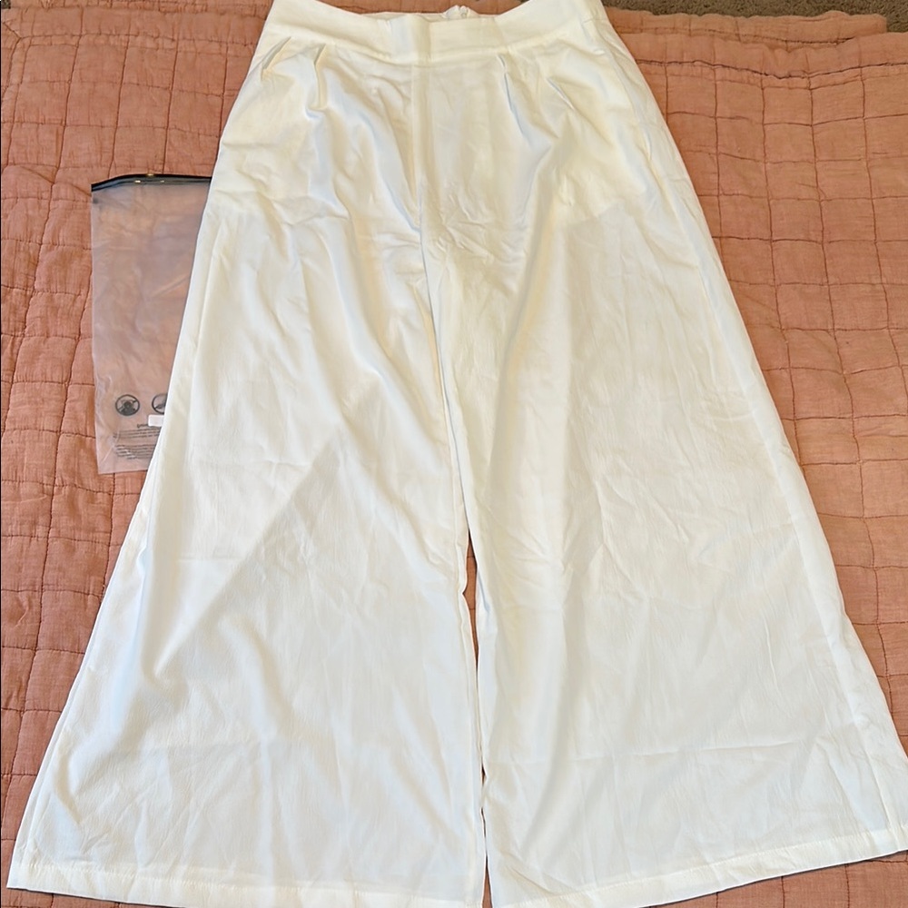 Wide-Leg White Pants